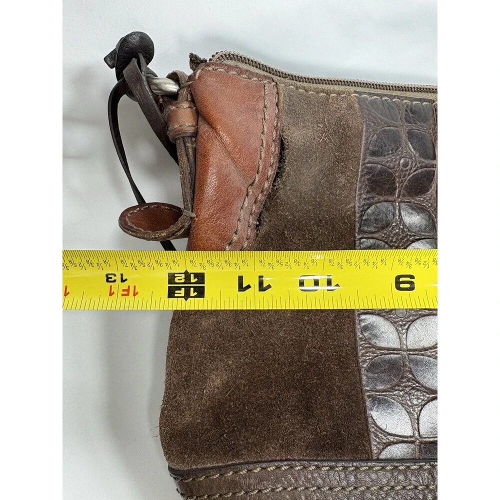 Fossil Women's Brown Suede Leather Solid Hobo Shoulder Handbags Purse One Size
